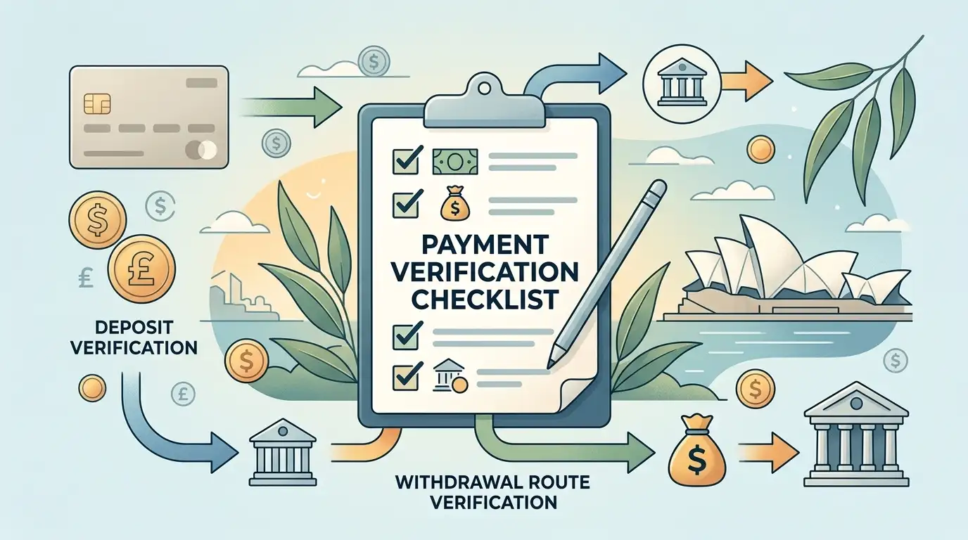 Australian online payments shown with card, bank transfer and withdrawal symbols
